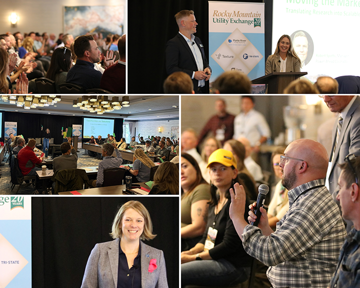 Photos from the 2026 RMUE include attendees asking questions, speakers smiling, audience engaged in session discussions.